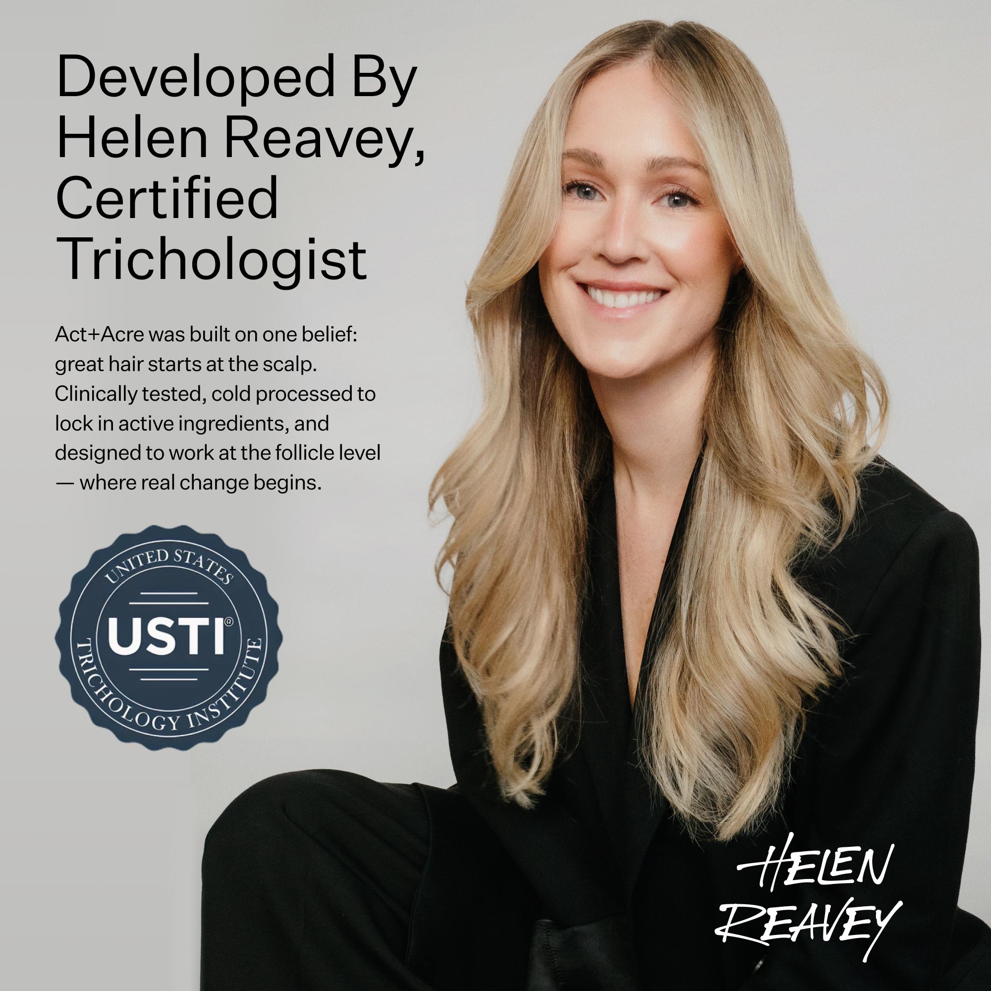 Image of Helen Reavey and USTI on a gray background.